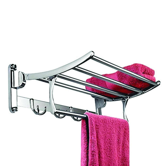 0491 Stainless Steel Folding Towel Rack Cum Towel Bar 18 Inch