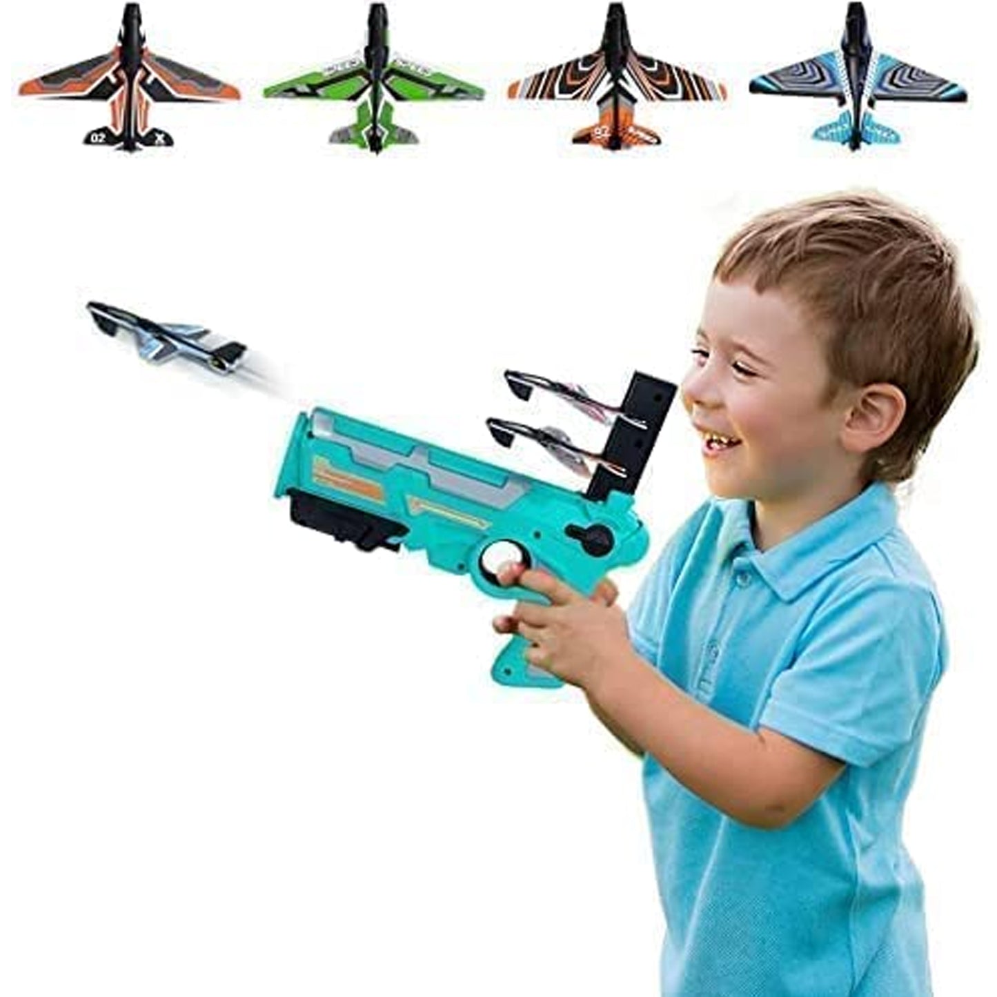 4710 Airplane Launcher Gun Toy With Foam Glider Planes Outdoor Games For Children Best Aeroplane Toys For Kids Air Battle Gun Toys  ( 5 Plane Include )