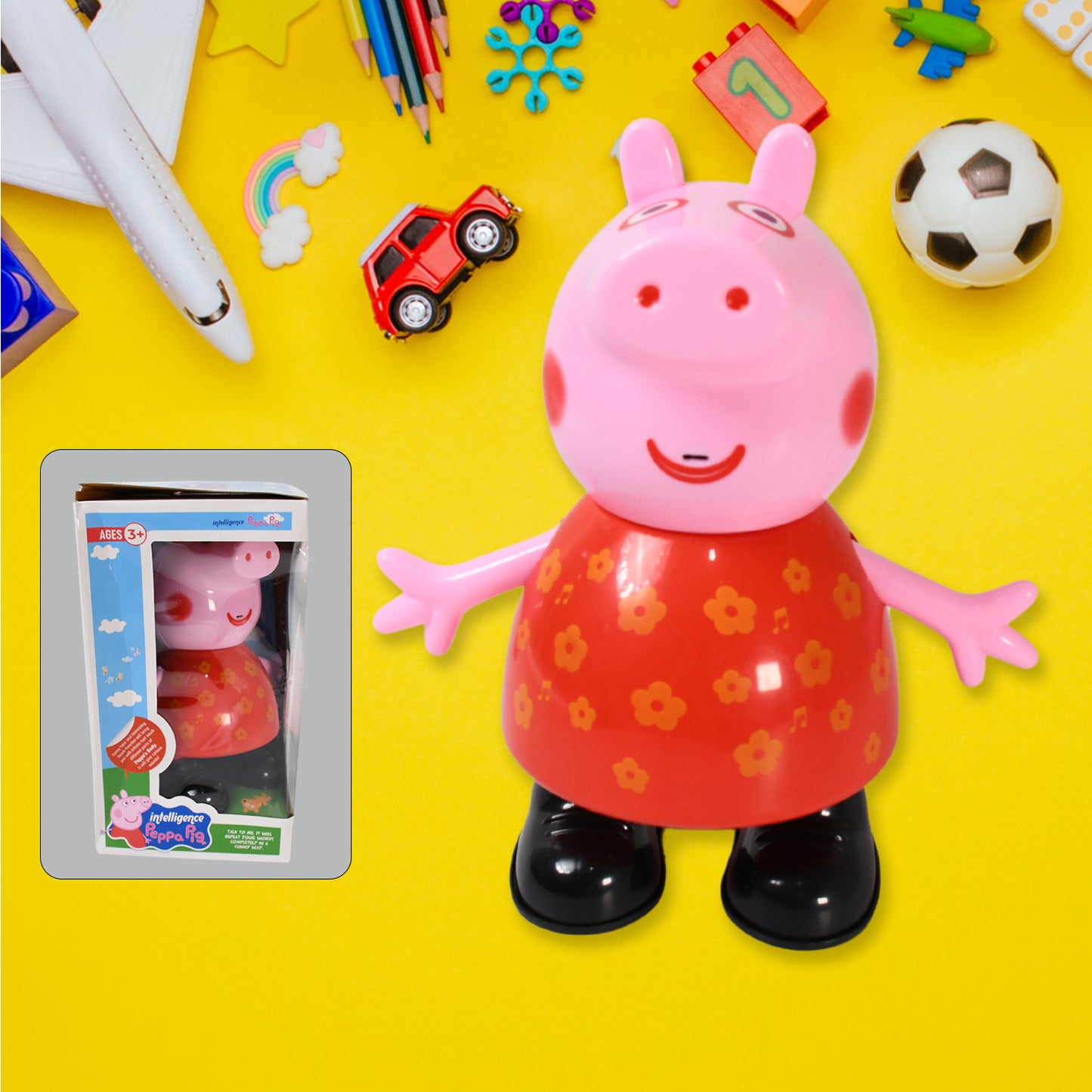 17926 Pig Children Play Toy Pretend Play Toy Fun Gift For Kids Movable Hands Legs Pig Pretend Play Toy Set For Kids Children With Soft Rubber Material (1 Pc  Battery Not Included)