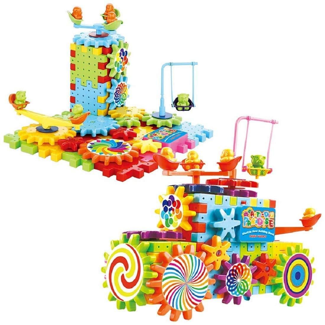 Battery Operated 81pcs Rotating Building Blocks with Gears for STEM Learning - Bara Zum