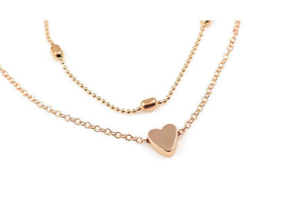 Charming Gold Plated Double Layered Heart Pendant Necklace For Women and Girls - Bara Zum