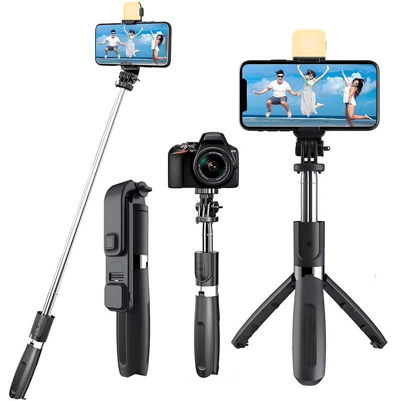 Extendable Flash 3-in-1 Selfie Stick Tripod with Bluetooth Remote - Bara Zum