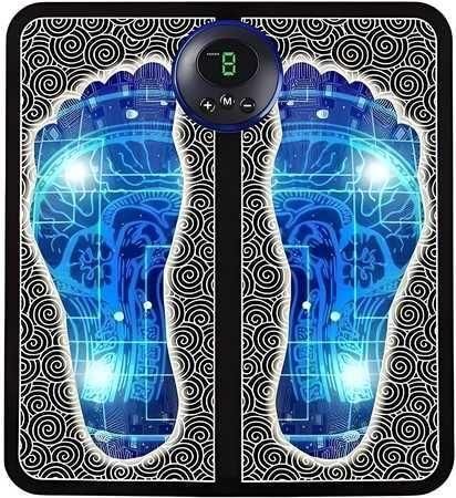 Foot Massager Feet Massage Machine, Electronic Muscle Stimulator Massage Mat USB Rechargeable Massager (Black) - Bara Zum