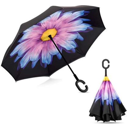 Double Layer Strong waterproof Umbrella with C- Shape Handle - Bara Zum