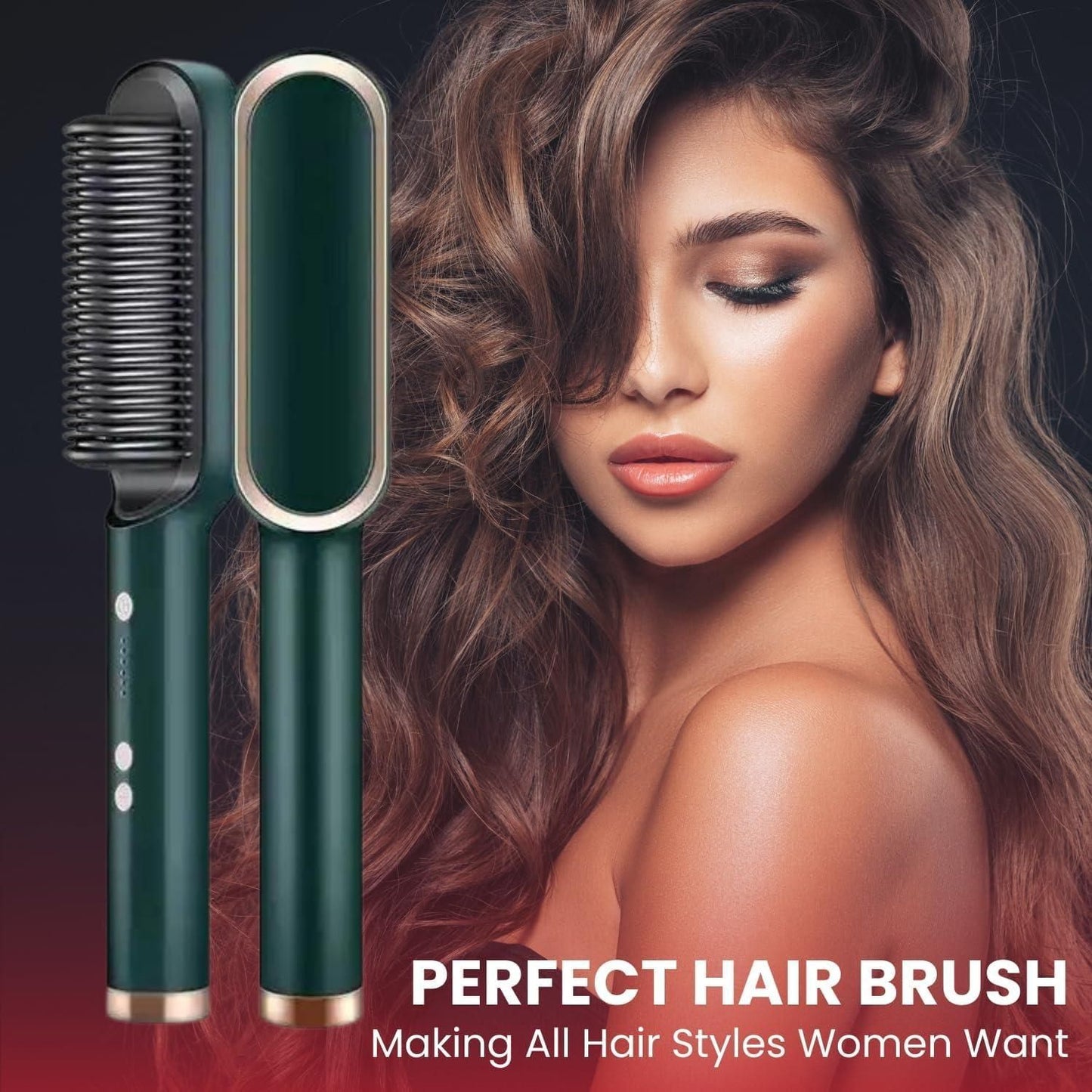 Professional Hair Straightener Tourmaline Ceramic Hair Curler Brush Hair Comb (GREEN) - Bara Zum