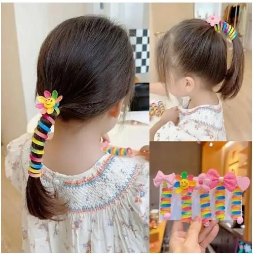 Girl Curly Bands Ponytail Holder Colorful Elastic Spiral Hair Bands for kids (10pcs) - Bara Zum