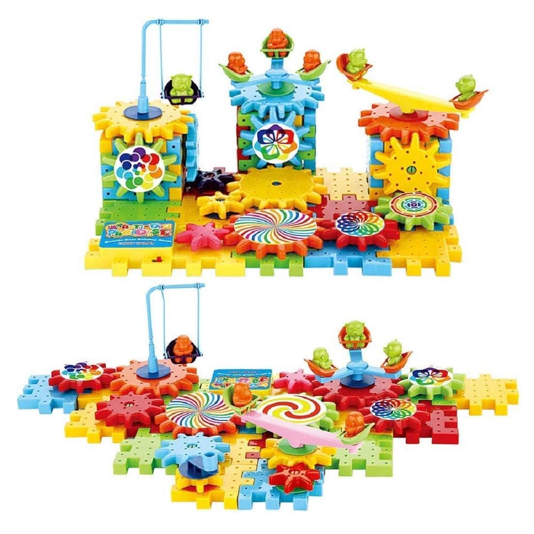 Battery Operated 81pcs Rotating Building Blocks with Gears for STEM Learning - Bara Zum