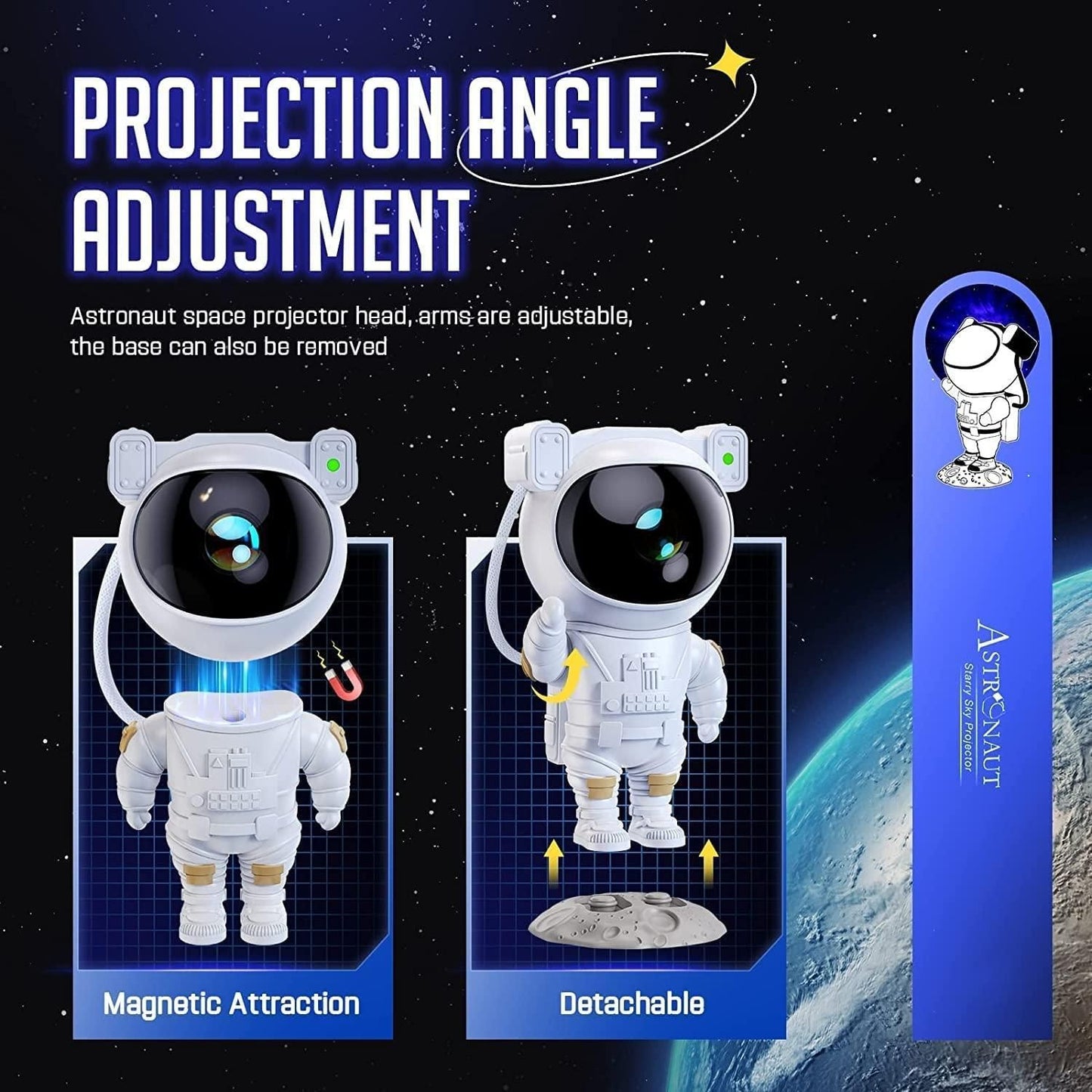 Astronaut Galaxy Projector - 360 Magnetic Head Rotation, Remote Control - Bara Zum