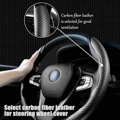 New Carbon Fiber ABS Texture Steering Wheel Grip Cover for Cars - Bara Zum