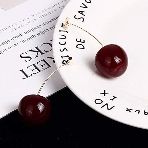 3D Red Cherry Drop Earrings Cute Fruit Gold Dangle Earrings - Bara Zum