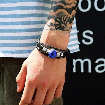 Guardian Bracelet Black Leather Bracelet Adjustable - Bara Zum