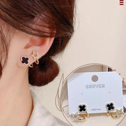 AVR JEWELS Korean Fashion Vibrato live four leaf Clover Earrings - Bara Zum