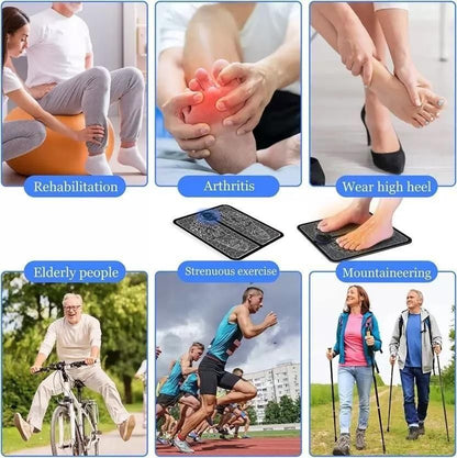 Foot Massager Feet Massage Machine, Electronic Muscle Stimulator Massage Mat USB Rechargeable Massager (Black) - Bara Zum