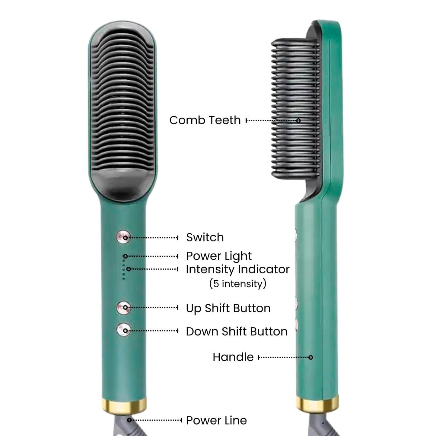 Professional Hair Straightener Tourmaline Ceramic Hair Curler Brush Hair Comb (GREEN) - Bara Zum