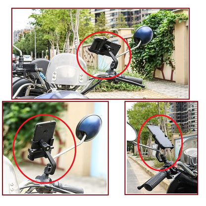 12674 Full Metal Body Bike  Scooty 360 Degree Rotating Mobile Holder Stand For Bicycle Motorcycle Scooty For Maps And Gps Navigation Fits All Smartphones (1 Pc)