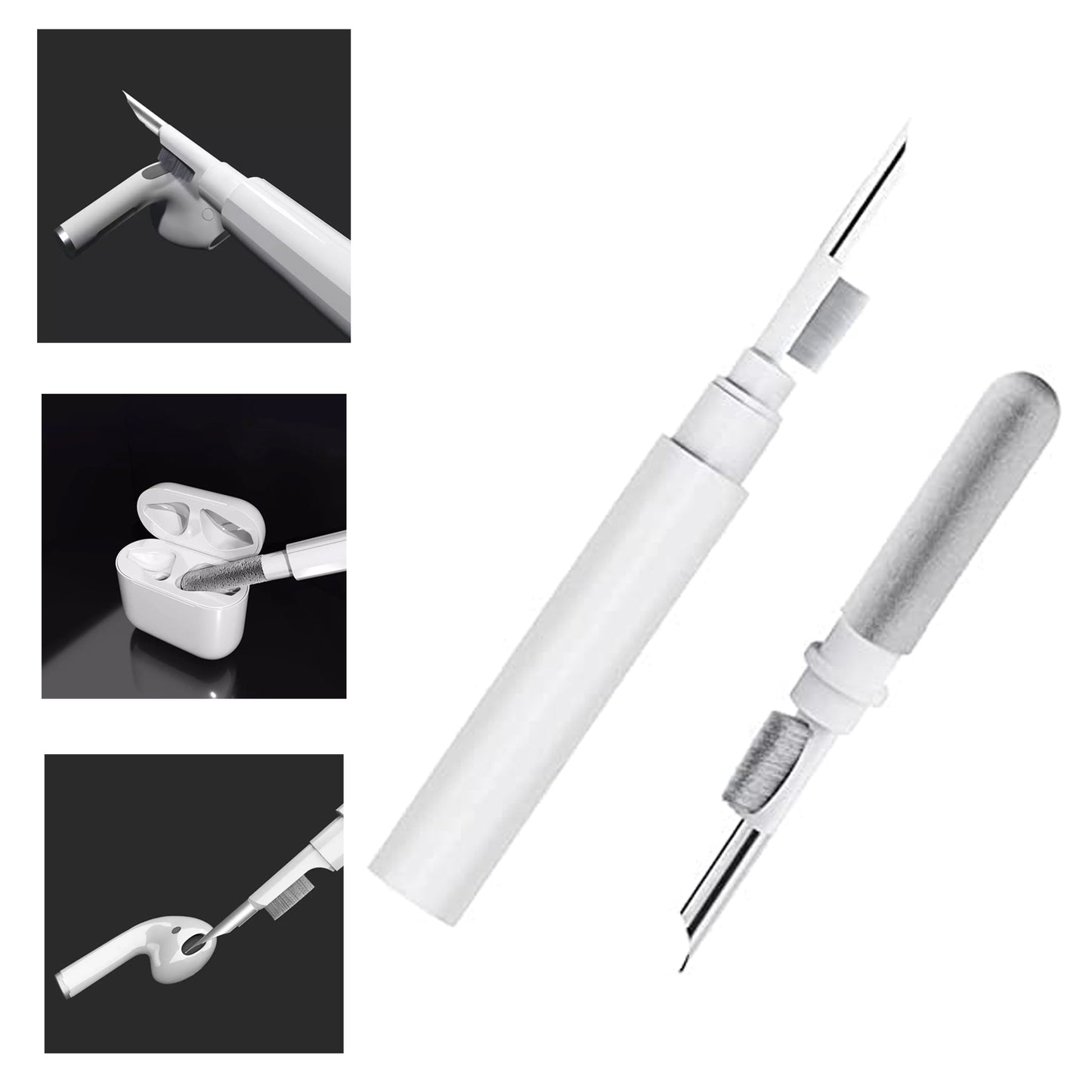 6188 3 In 1 Earbuds Cleaning Pen For Cleaning Of Ear Buds And Ear Phones Easily Without Having Any Damage.