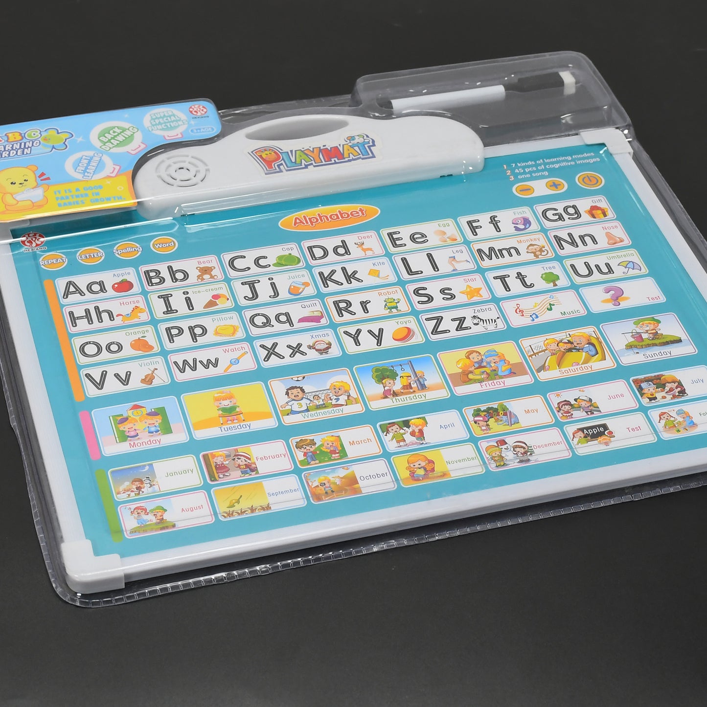 4602 Learning Board 2in1 - Educational Pad For Kids Musical Board For Alphabet Abc Learning Toy Play Mat  Drawing With One Doodle Pen