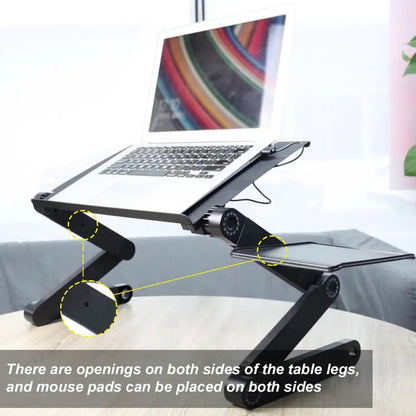 6925 Modern Style Portable Adjustable Foldable Laptop Holder Notebook Desks Lap Pc Folding Desk Table Vented Stand  2 Built In Cooling Fans