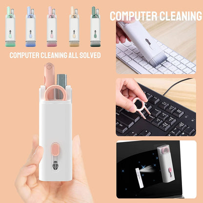 6462 7 In 1 Electronic Cleaner Kit Cleaning Kit For Monitor Keyboard Airpods Screen Dust Brush Including Soft Sweep Swipe Airpod Cleaner Pen Key Puller And Spray Bottle