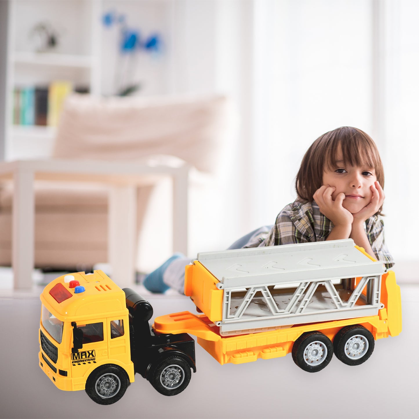 17687 Realistic Long-haul Toy Vehicle Transport Playset With Lights And Sound