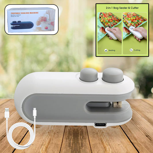 17865 Mini Bag Sealer 2 In 1 Seal  Cutter Heat Sealers Type-c Usb Charging Portable Bag Reseller Handle Food Sealer Sealing Machine For Food Storage Plastic Bags Snacks Keep Food Fresh