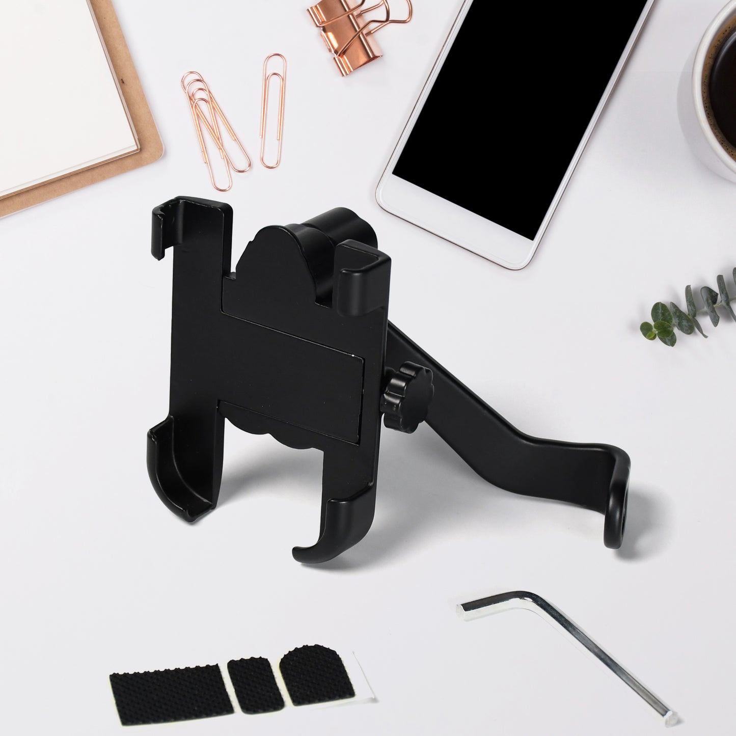 6706 Mobile Phone Holder With Easy Adjustable Rear View Mirror Mount Solid Metal Cradle Stand Suitable For Bike  Mobile Phones