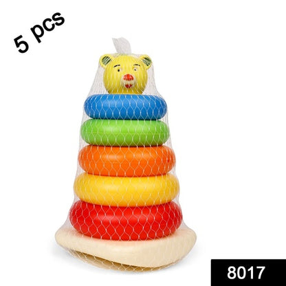 8017 Plastic Baby Kids Teddy Stacking Ring Jumbo Stack Up Educational Toy 5pc