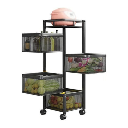 Metal High Qaulity Kitchen Trolley Kitchen Organizer Items And Kitchen Accessories Items For Kitchen Rack Square Design For Fruits  Vegetable Onion Storage Kitchen Trolley With Wheels (4 Layer  3 Layer)