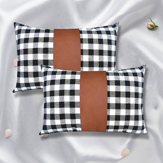 Pillow Covers Leather  Cotton Cushion Covers (17  17 Inch  1 Pair  2 Pc)