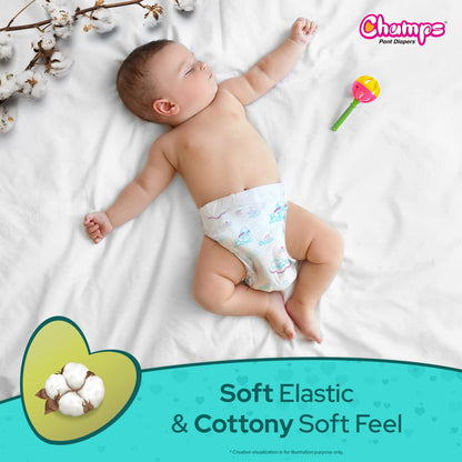 0958 Champs Soft And Dry Baby Diaper Pants  62 Pcs (Large Size)