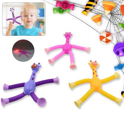 17970 Led Telescopic Suction Cup Giraffe Toy Pop Tubes Fidget Toys Shape Changing Telescopic Sensory Tubes Fidget Tubes Sensory Toys Suction Toy Funny Gift (3 Pcs Set)